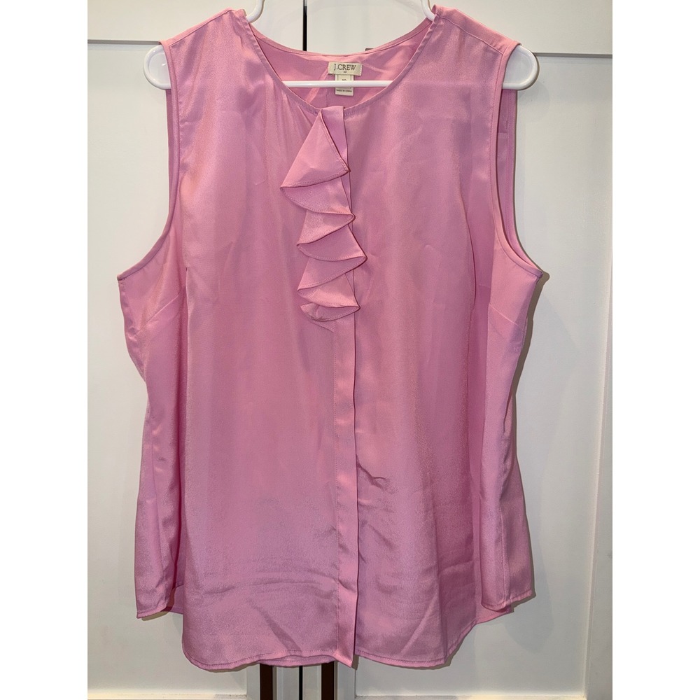 J.Crew Women Pink Ruffle Front Sleeveless Blouse Top E0876 Size 18